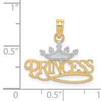 14K and White Rhodium Polished Princess Pendant with Crown view 4