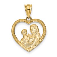 14K Yellow Gold Polished and Satin Mom and Baby Heart Charm view 3