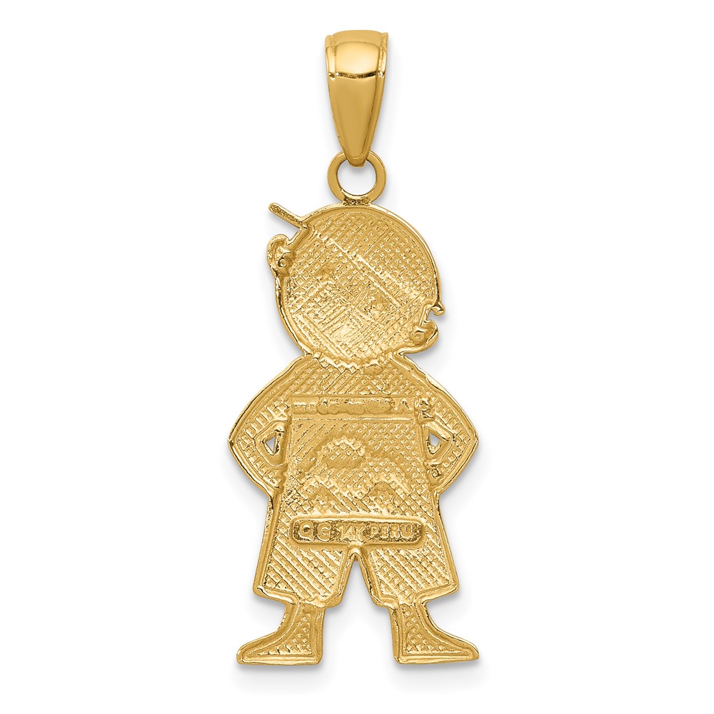 14k and Rhodium Boy w/Hands in Pockets Pendant (K4755)