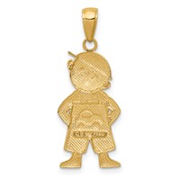 14K and White Rhodium Boy Pendant with Hands in Pockets view 4