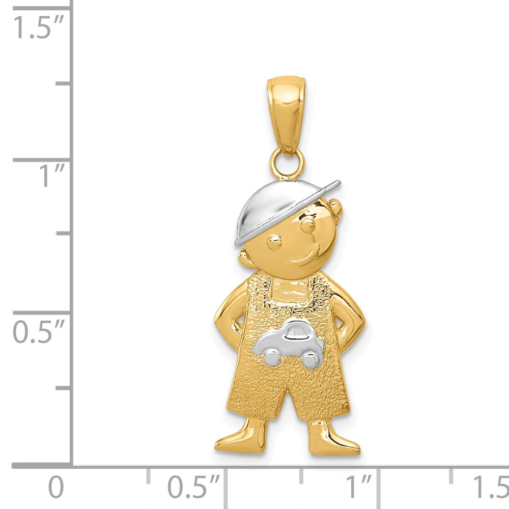 14k and Rhodium Boy w/Hands in Pockets Pendant (K4755)