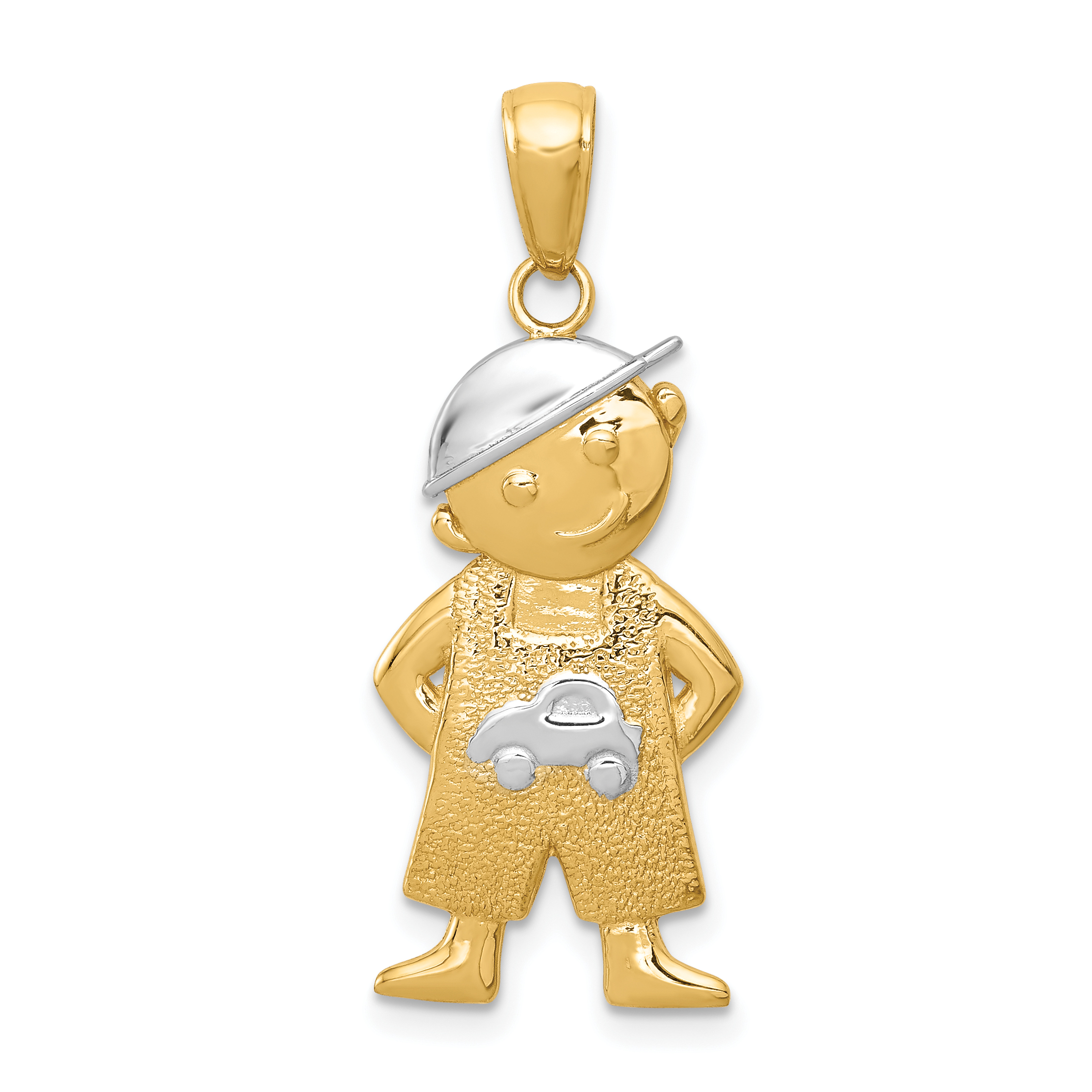 14k and Rhodium Boy w/Hands in Pockets Pendant (K4755)