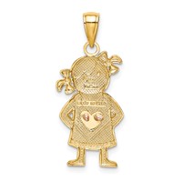 14K Yellow and Rose Gold Pendant with White Rhodium Girl view 3