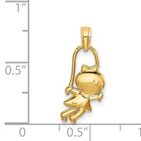 14K Yellow Gold Girl Charm with Jump Rope view 3