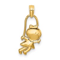 14K Yellow Gold Girl Charm with Jump Rope view 1
