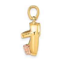 14K 3-D Two-tone Baby Shoe Charm with Bow view 2