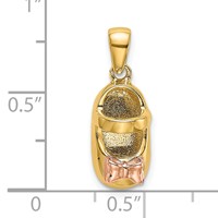14K 3-D Two-tone Baby Shoe Charm with Bow view 3