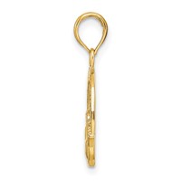 14K Yellow Gold Flat-Backed Friendship Love Loyalty Claddagh Pendant view 2