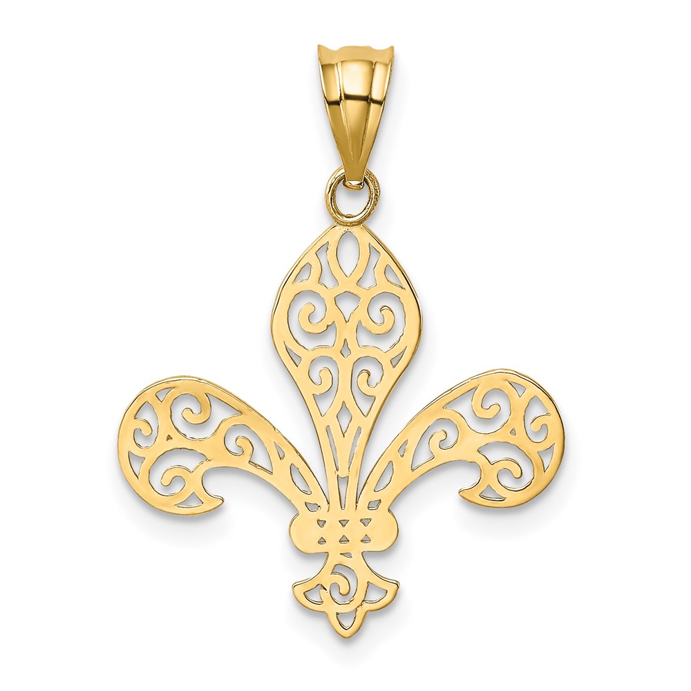 14k Filigree Fleur de Lis Pendant (K4770)