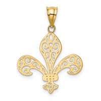 14K Yellow Gold Filigree Fleur De Lis Pendant view 3