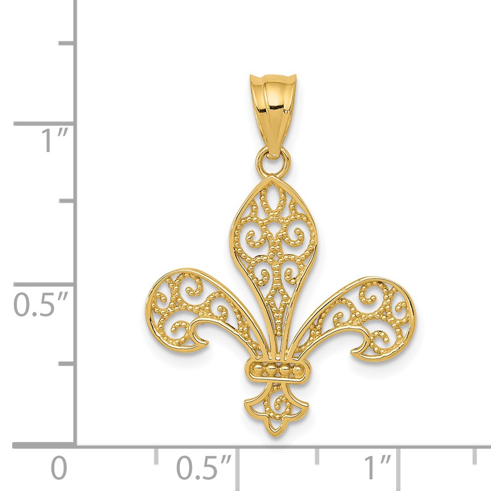 14k Filigree Fleur de Lis Pendant (K4770)