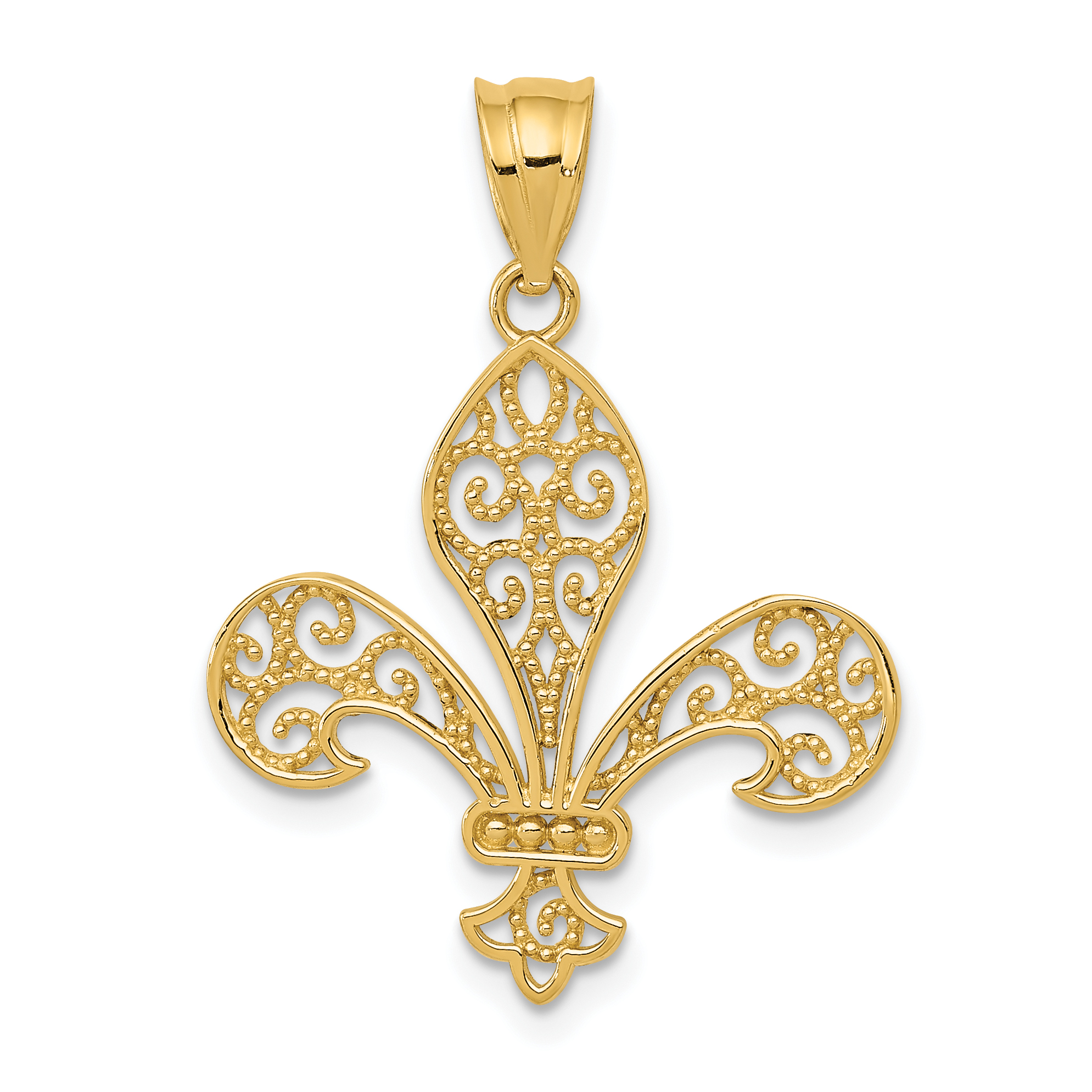 14k Filigree Fleur de Lis Pendant (K4770)