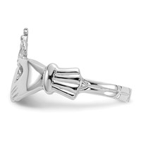 14K White Gold Polished Claddagh Ring view 4