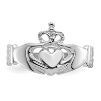 14K White Gold Polished Claddagh Ring view 5