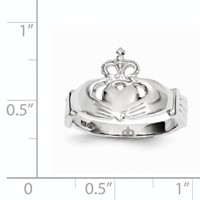 14K White Gold Polished Claddagh Ring view 3