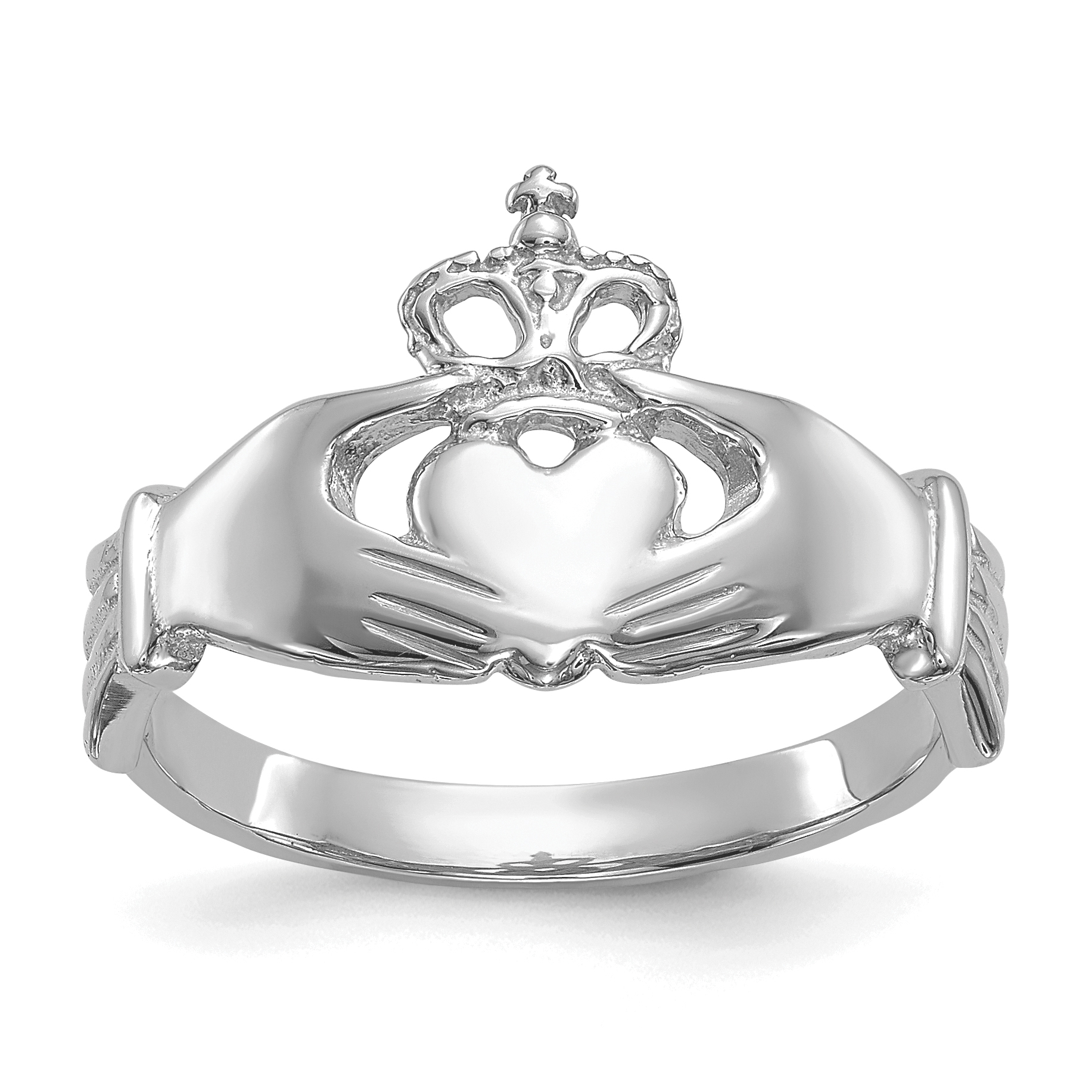 14k White Gold Polished Claddagh Ring (K4773)