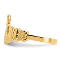 14K Yellow Gold Mens Polished Claddagh Ring view 4
