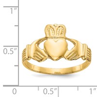 14K Yellow Gold Mens Polished Claddagh Ring view 3