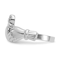 14K White Gold Mens Polished Claddagh Ring view 4