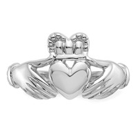 14K White Gold Mens Polished Claddagh Ring view 5