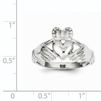 14K White Gold Mens Polished Claddagh Ring view 3
