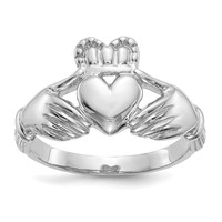 14K White Gold Mens Polished Claddagh Ring view 1