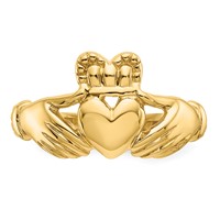 14K Mens Polished Claddagh Ring view 5