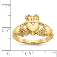 14K Mens Polished Claddagh Ring view 3