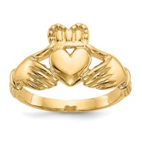 14K Mens Polished Claddagh Ring view 1