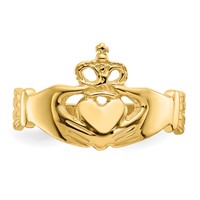 14K Yellow Gold Polished Claddagh Ring view 5