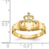 14K Yellow Gold Polished Claddagh Ring view 3