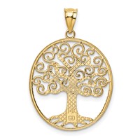 14K and White Rhodium Filigree Tree of Life Pendant view 3