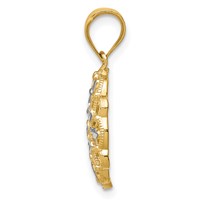 14K and White Rhodium Diamond-Cut Round Pendant view 2