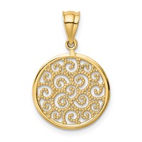 14K Yellow Gold Filigree Round Pendant view 3