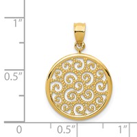 14K Yellow Gold Filigree Round Pendant view 4