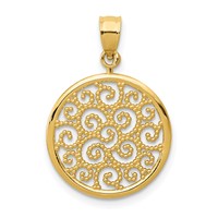 14K Yellow Gold Filigree Round Pendant view 1