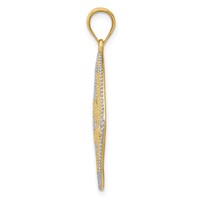 14K and White Rhodium Diamond-Cut Filigree Swirl Pendant view 2