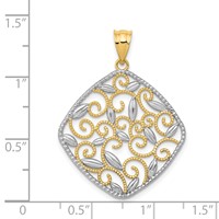 14K and White Rhodium Diamond-Cut Filigree Swirl Pendant view 4