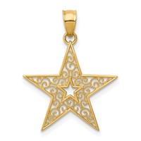 14K Yellow Gold Filigree Star Pendant view 1