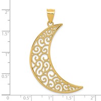 14K Yellow Gold Large Filigree Moon Pendant view 4