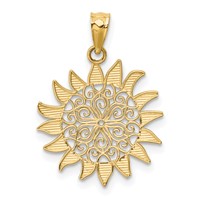 14K Yellow Gold Polished Filigree Sun Pendant view 3