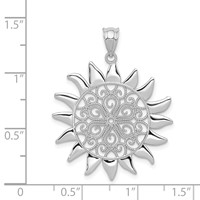 14K White Gold Filigree Sun Pendant view 3