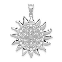 14K White Gold Filigree Sun Pendant view 1