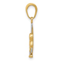 14K and White Rhodium Polished Moon Pendant with Angel view 2