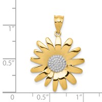 14K and White Rhodium Sunflower Pendant view 3