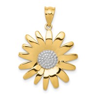 14K and White Rhodium Sunflower Pendant view 1