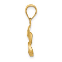 14K Yellow Gold Satin Diamond-cut Plumeria Pendant view 2