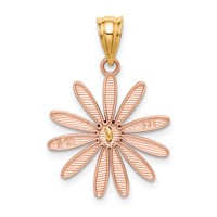 14K Two-tone Rose and Yellow Gold Daisy Pendant view 4