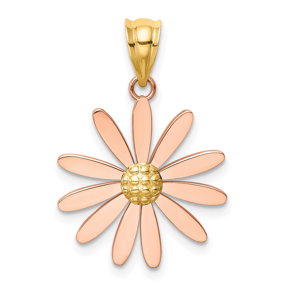 14K Two-tone Rose and Yellow Gold Daisy Pendant