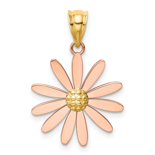14K Two-tone Rose and Yellow Gold Daisy Pendant